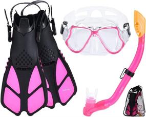 img 4 attached to 🏊 Adicop Kids Mask Fin Snorkel Set: Ideal Gear for 3-7 Years Old Boys and Girls with Panoramic Snorkel Mask, Diving Goggles, Dry Top Snorkel, and Adjustable Fins - Perfect for Snorkeling, Swimming, and Freediving