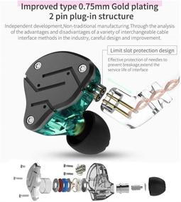 img 3 attached to 🎧 Наушники Andiker KZ ZSN-C Quad Driver с гибридной технологией DD+BA, электронным кроссовером, съемным кабелем и мощным басом - внутриканальные наушники с хранением в коробке (ZSN-C Mic, Циан)