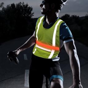 img 4 attached to 🏃 Illumifun Reflective Vest Running Gear with Large Pocket - 2 Flash Mode LED Safety Vest: Adjustable High Visibility for Night Cycling, Motorcycle, Running, Jogging, Dog Walking