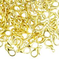 🦞 kare & kind 100pcs gold plated lobster claw clasps - curved findings with retail packaging (gold, 7x12mm) logo