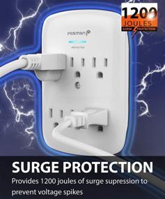 img 3 attached to 💡 Fosmon 6-Outlet Power Strip Surge Protector 1200 Joules, Wall Mount Adapter Tap, Multi-Plug Outlet Wall Charger Extender, Charging Station, ETL Listed - Set of 2, White - Ideal for Home, Dorm Room & Office