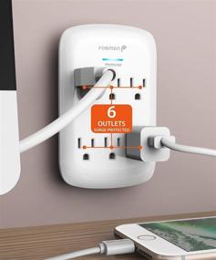 img 2 attached to 💡 Fosmon 6-Outlet Power Strip Surge Protector 1200 Joules, Wall Mount Adapter Tap, Multi-Plug Outlet Wall Charger Extender, Charging Station, ETL Listed - Set of 2, White - Ideal for Home, Dorm Room & Office