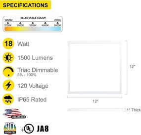 img 3 attached to NUWATT 1x1 FT LED 12-inch Square Surface Mount Ceiling Panel (4 Pack) 18W - Built-in Internal Driver, 5 Color Opt (5CCT) 2700K 3000K 3500K 4000K 5000K, Triac Dimmable, 120V, 1 Inch Thick, High CRI (90)