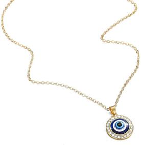 img 4 attached to 🧿 Turkish Guard Necklace - Evil Eye Amulet Pendant Necklace with Statement Circle Crystal Glass Charm. Ojo Choker for Women and Girls, Eye Jewelry for Protection