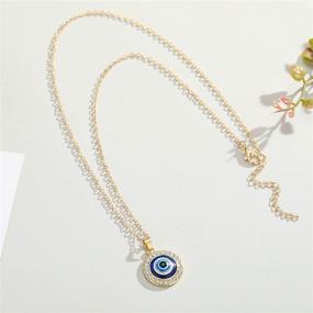 img 2 attached to 🧿 Turkish Guard Necklace - Evil Eye Amulet Pendant Necklace with Statement Circle Crystal Glass Charm. Ojo Choker for Women and Girls, Eye Jewelry for Protection