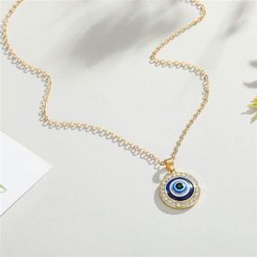 img 3 attached to 🧿 Turkish Guard Necklace - Evil Eye Amulet Pendant Necklace with Statement Circle Crystal Glass Charm. Ojo Choker for Women and Girls, Eye Jewelry for Protection