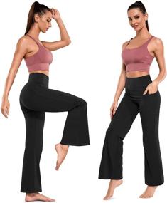 img 3 attached to OLIOMES Bootcut Yoga Pants for Women with Pockets | Flared Leggings, High-Waisted Bootleg Workout Casual Lounge Sweatpants