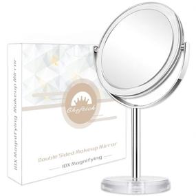 img 4 attached to Cheftick Double Sided Magnifying Makeup Mirror - 1X & 10X, 360 Degree Swivel - Ideal for Bathroom or Bedroom Vanity, Transparent