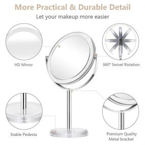 img 1 attached to Cheftick Double Sided Magnifying Makeup Mirror - 1X & 10X, 360 Degree Swivel - Ideal for Bathroom or Bedroom Vanity, Transparent