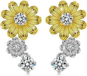 img 4 attached to PN PRINCESS NINA ❀Spring Blossom❀ Sunflower Stud Earrings Sterling Silver with 5A Cubic Zirconia Gold Plated Friendship Jewelry for Girls - Stunning Valentines Day and Birthday Gift with Gift Box