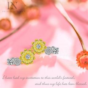 img 2 attached to PN PRINCESS NINA ❀Spring Blossom❀ Sunflower Stud Earrings Sterling Silver with 5A Cubic Zirconia Gold Plated Friendship Jewelry for Girls - Stunning Valentines Day and Birthday Gift with Gift Box