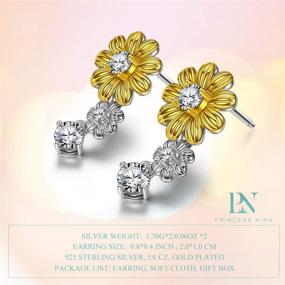 img 3 attached to PN PRINCESS NINA ❀Spring Blossom❀ Sunflower Stud Earrings Sterling Silver with 5A Cubic Zirconia Gold Plated Friendship Jewelry for Girls - Stunning Valentines Day and Birthday Gift with Gift Box