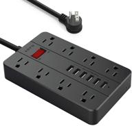 aofo удлинитель с 8 широко расставленными розетками, 6 usb-портов - черный, идеально подходит для дома, офиса и путешествий логотип