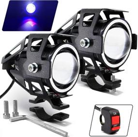 img 4 attached to High-Performance U7 LED Fog Lights with Blue Halo Ring and Toggle Switch, Ideal for Motorcycle Headlight Spotlight and Daytime Running Lights - Double Set