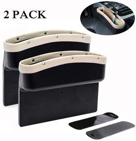 img 4 attached to KONGDY Car Seat Pockets 2 Pack PU Leather Car Seat Gap Filler Console Side Organizer Storage Box For Car Interior Accessories Cellphone Wallet With Non-Slip Mat