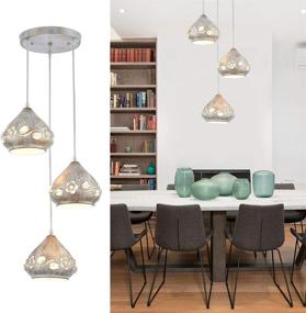 img 2 attached to 🔦 YLONG-ZS 3-Light Industrial Pendant Light: Vintage Style Chandelier with Metal Cage, Crystal Beads, and Ceiling Flush Mount for Kitchen, Dining, Hallway, or Bedroom