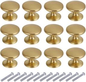 img 4 attached to 🔍 1 Inch Brass Drawer Knobs - 12-Pack Kitchen Cabinet Knobs by BIGLUFU