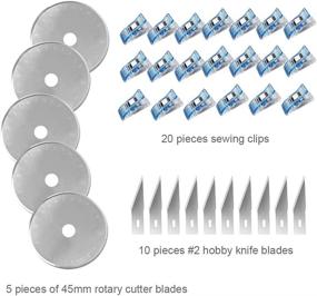 img 2 attached to 🔷 Blue Rotary Cutter Set - 39 Pieces Quilting Kit incl. 45mm Fabric Cutter with 5 Extra Blades, A4 Cutting Mat, 2 Craft Knife Set, Quilting Ruler, Sewing Clips - Ideal for Crafting, Sewing, Patchworking