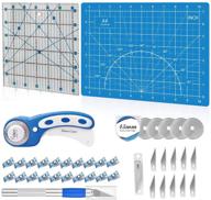 🔷 blue rotary cutter set - 39 pieces quilting kit incl. 45mm fabric cutter with 5 extra blades, a4 cutting mat, 2 craft knife set, quilting ruler, sewing clips - ideal for crafting, sewing, patchworking logo