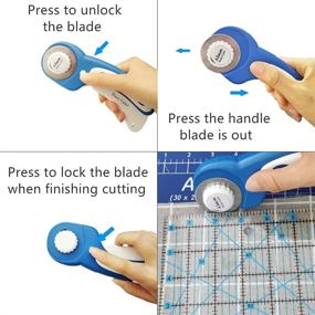 img 3 attached to 🔷 Blue Rotary Cutter Set - 39 Pieces Quilting Kit incl. 45mm Fabric Cutter with 5 Extra Blades, A4 Cutting Mat, 2 Craft Knife Set, Quilting Ruler, Sewing Clips - Ideal for Crafting, Sewing, Patchworking