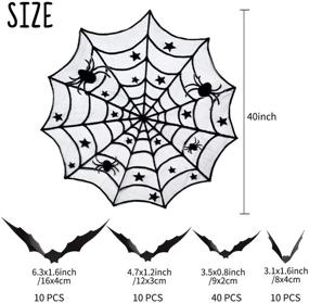 img 2 attached to 🕷️ 5-Pack Halloween Spider Decorations Set: Fireplace Mantel Scarf, Round Table Cover, Lace Table Runner, Cobweb Lampshade, and 60 Pcs Scary 3D Bat for Halloween Party Décor