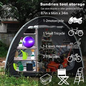 img 2 attached to 🚲 Waterproof Outdoor Bike Storage Shed with Window and Floor, Including 18-in-1 Snowflake Multi Tool and Combination Lock - Ideal for Storing 2 Bikes, Tricycle, and Gardening Tools