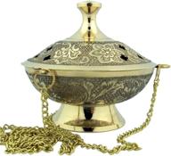 🔥 exquisite charcoal incense burner: gold-toned brass hanging censer with chain логотип