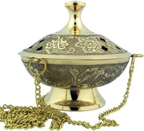 img 3 attached to 🔥 Exquisite Charcoal Incense Burner: Gold-Toned Brass Hanging Censer with Chain