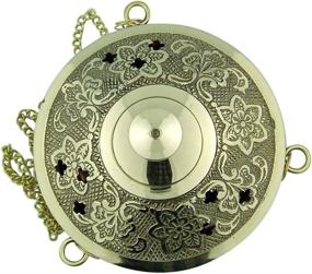 img 1 attached to 🔥 Exquisite Charcoal Incense Burner: Gold-Toned Brass Hanging Censer with Chain