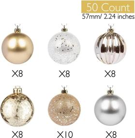 img 3 attached to 🎄 Shatterproof Christmas Ornaments Set: Every Day is Christmas - 50ct Gold & Silver Christmas Balls, 57mm/2.24""