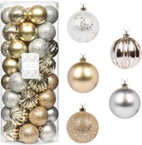 img 4 attached to 🎄 Shatterproof Christmas Ornaments Set: Every Day is Christmas - 50ct Gold & Silver Christmas Balls, 57mm/2.24""