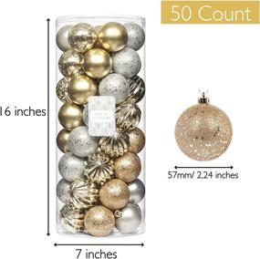 img 2 attached to 🎄 Shatterproof Christmas Ornaments Set: Every Day is Christmas - 50ct Gold & Silver Christmas Balls, 57mm/2.24""