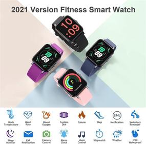 img 3 attached to 💪 MANACUBE Fitness Tracker: Large 1.7inch Full HD Touch Screen Smart Watch for Men and Women with Heart Rate Monitor, Blood Oxygen Meter, Thermometer - Waterproof Sports Watch Compatible with iOS and Android