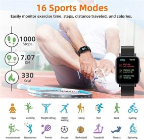 img 2 attached to 💪 MANACUBE Fitness Tracker: Large 1.7inch Full HD Touch Screen Smart Watch for Men and Women with Heart Rate Monitor, Blood Oxygen Meter, Thermometer - Waterproof Sports Watch Compatible with iOS and Android