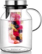 🍹 2 qt glass fruit infuser water pitcher: removable lid, hot/cold resistant, ideal for flavorful infusion beverages & iced tea logo