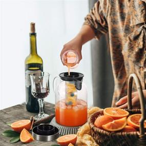 img 1 attached to 🍹 2-х квартовая стеклянная кувшинка для фруктового напитка с съемной крышкой, устойчивая к горячим и холодным напиткам, идеальная для насыщенных вкусом инфузионных напитков и холодного чая