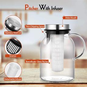 img 3 attached to 🍹 2 Qt Glass Fruit Infuser Water Pitcher: Removable Lid, Hot/Cold Resistant, Ideal for Flavorful Infusion Beverages & Iced Tea