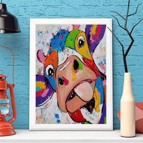 img 1 attached to 🐄 Colorful Cow 5D Diamond Painting Kit: Full Drill Animal Art Craft with Gift for Adults & Kids - Stunning Wall Decor 11.8×15.7 Inches