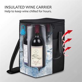 img 3 attached to 🍷 Premium 6 Bottle Wine Carrier Tote Bag – Insulated & Padded for Travel, Camping, and Picnics, Ideal Wine Lover Gift – Star Dot Pattern in Sleek Black