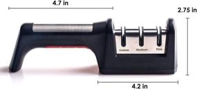 img 2 attached to 🔪 Заточка для ножей Lockay - 3-ступенчатая керамическая и алмазная система заточки, черно-красная для прямых и зубчатых ножей