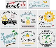 🌻 creative diy farmhouse wood signs with 8pcs reusable summer stencils - lemon, sunflower, pineapple - 12x12 inches logo