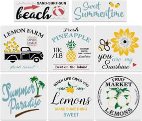 img 4 attached to 🌻 Creative DIY Farmhouse Wood Signs with 8pcs Reusable Summer Stencils - Lemon, Sunflower, Pineapple - 12x12 Inches