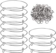 🔧 diy jewelry making set: expandable bangles and 100 open rings - 20 adjustable wire blank bangle bracelets for women logo