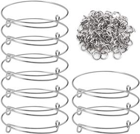 img 4 attached to 🔧 DIY Jewelry Making Set: Expandable Bangles and 100 Open Rings - 20 Adjustable Wire Blank Bangle Bracelets for Women