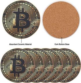 img 2 attached to Bridgemore Ceramic Bitcoin Coin Coasters for Drinks - Set of 6 Bitcoin-themed Coasters with Holder - Ideal Bitcoin Gift or Housewarming Present for New Home - Absorbent & Stylish