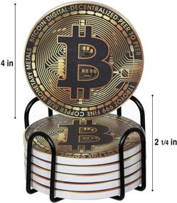 img 1 attached to Bridgemore Ceramic Bitcoin Coin Coasters for Drinks - Set of 6 Bitcoin-themed Coasters with Holder - Ideal Bitcoin Gift or Housewarming Present for New Home - Absorbent & Stylish