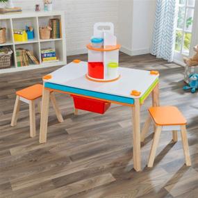 img 3 attached to 🎨 KidKraft Ultimate Creation Station: A Multifunctional Kids Activity Art Table with 4 Stations & 2 Stools for Endless Creative Fun