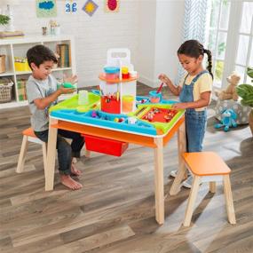 img 2 attached to 🎨 KidKraft Ultimate Creation Station: A Multifunctional Kids Activity Art Table with 4 Stations & 2 Stools for Endless Creative Fun