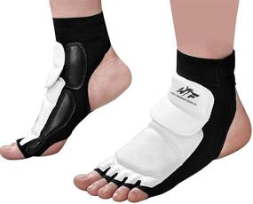 img 4 attached to High-Quality White Taekwondo Foot Protector Gear - Size Large, Perfect for Martial Arts Fighting