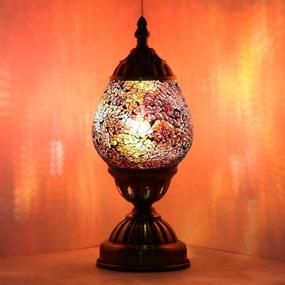 img 4 attached to Colorful Handmade Glass Turkish Mosaic Table Lamp - Moroccan Style Desk & Bedside Lamp in Red and Orange